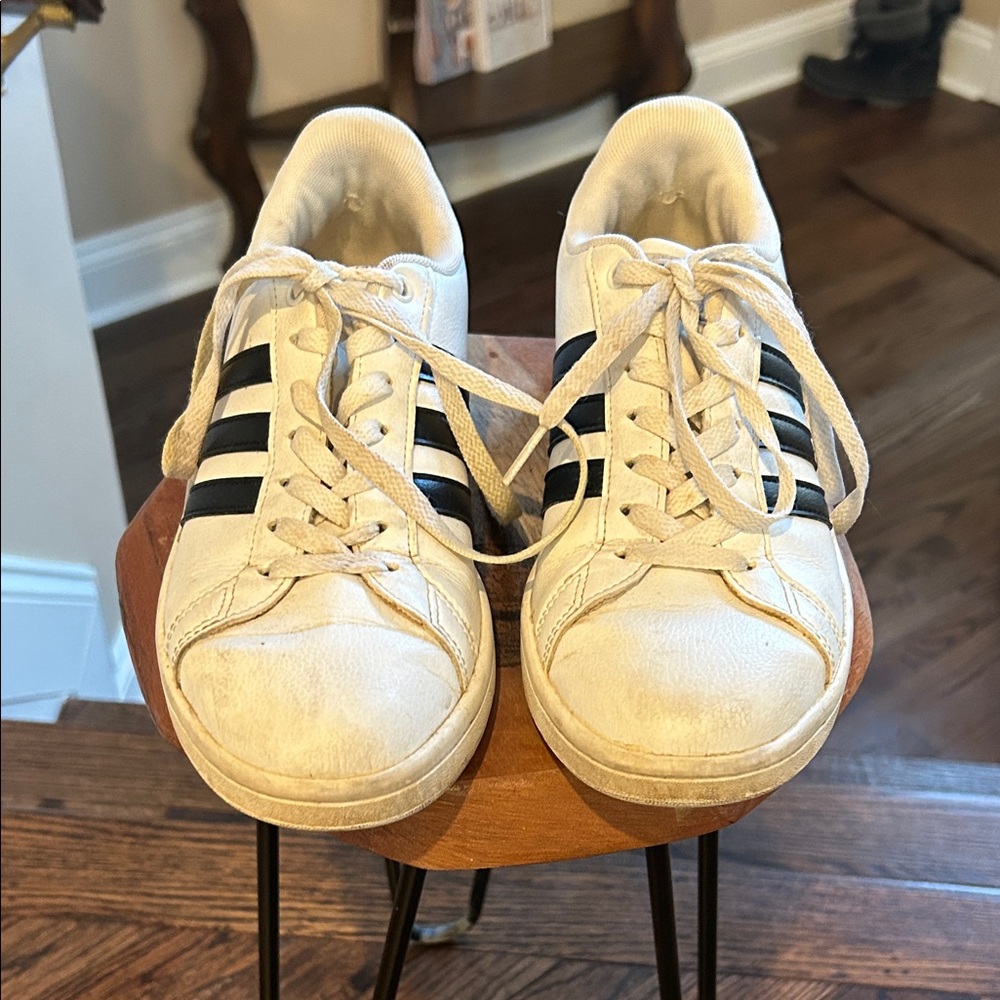 Adidas Cream and Black Cloudfoam Sneakers